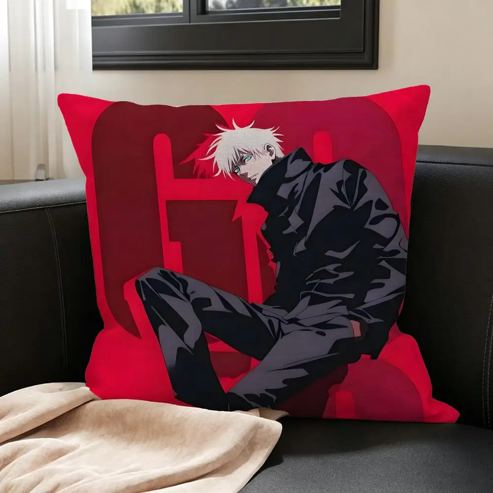 Cushion Cover Natural Linen Pillowcase Set, All-in-One Decor for Sofa, Bedroom & Chair Anime J-Jujutsu K-Kaisen