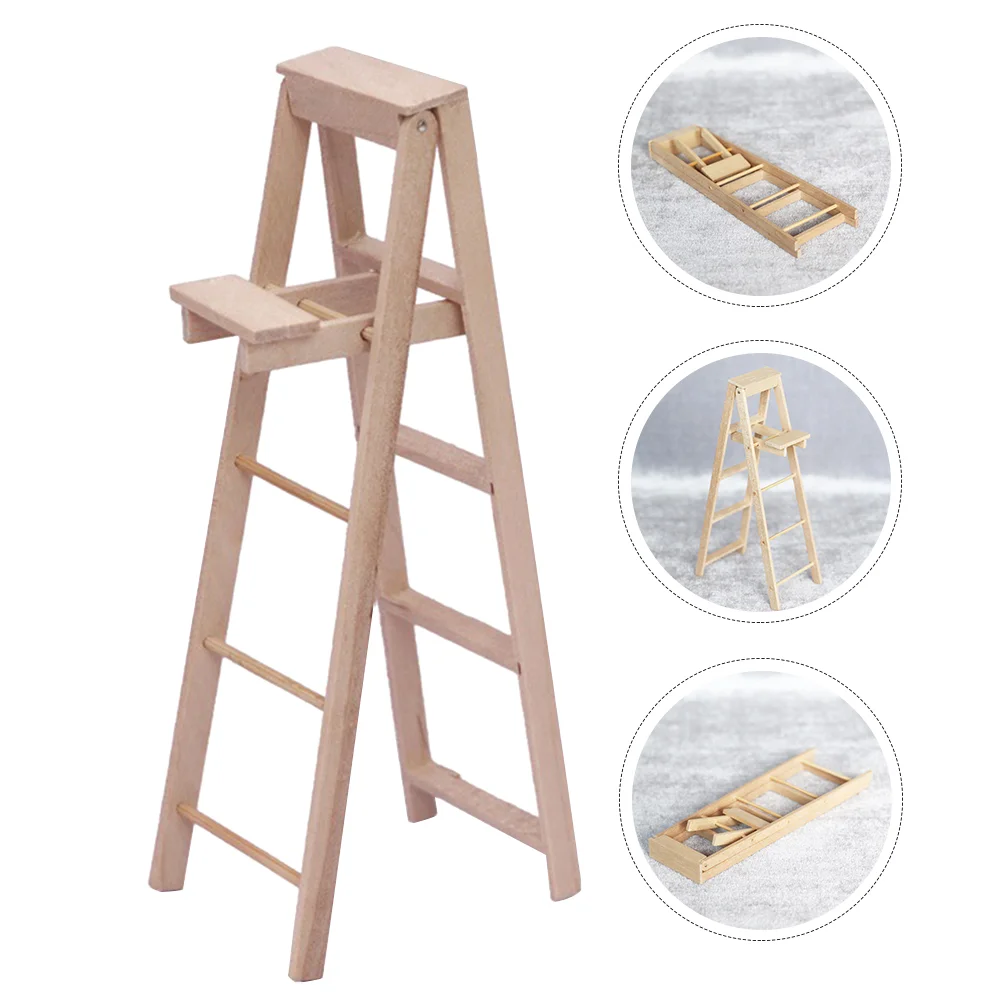 Simulation Ladder Mini Garden Ladders Models Decor House Miniature Wooden Desktop Ornament