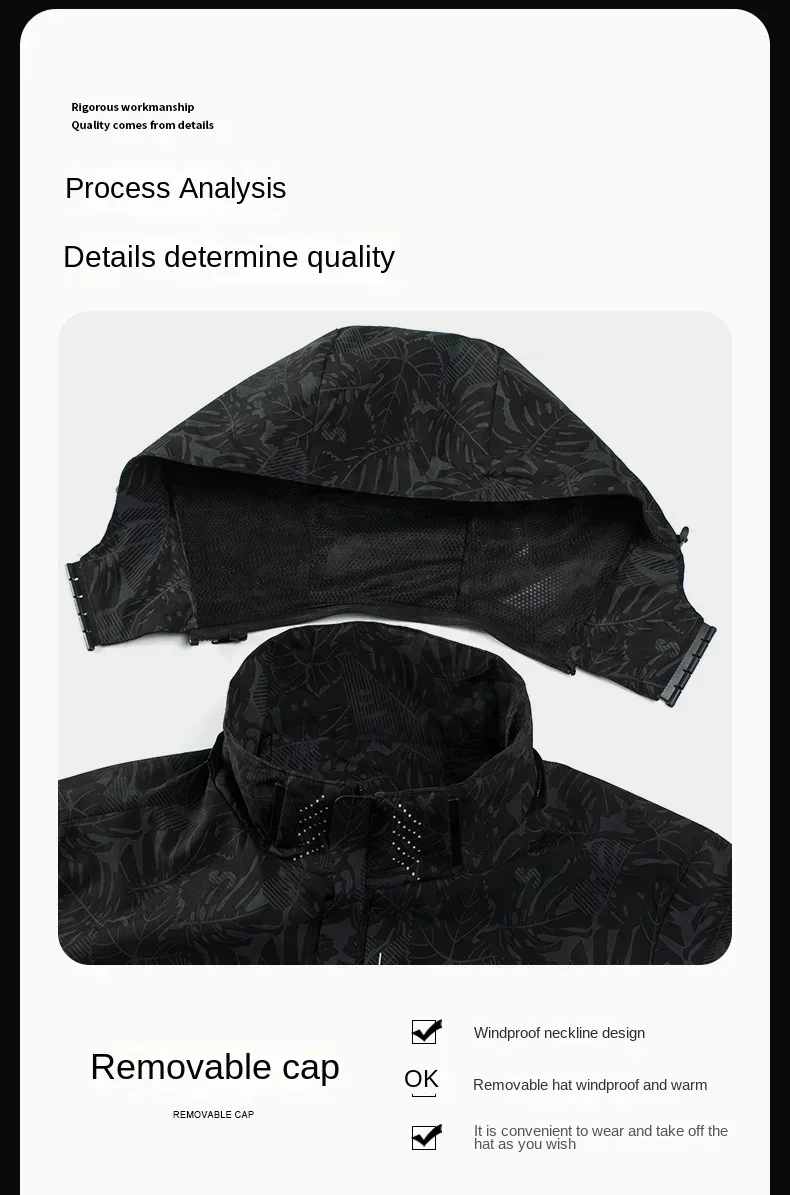 Cortavientos informal para hombre, chaqueta impermeable con sombrero desmontable, Gorpcore, Camo, abrigo de pesca para acampada, primavera 2024