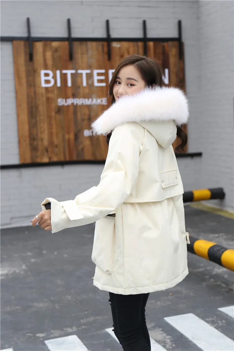 2022 New Large Natural Raccoon Fox Fur Hooded Winter Down Coat Women White Duck Down Jacket Thick Warm Parkas Female Outerwear