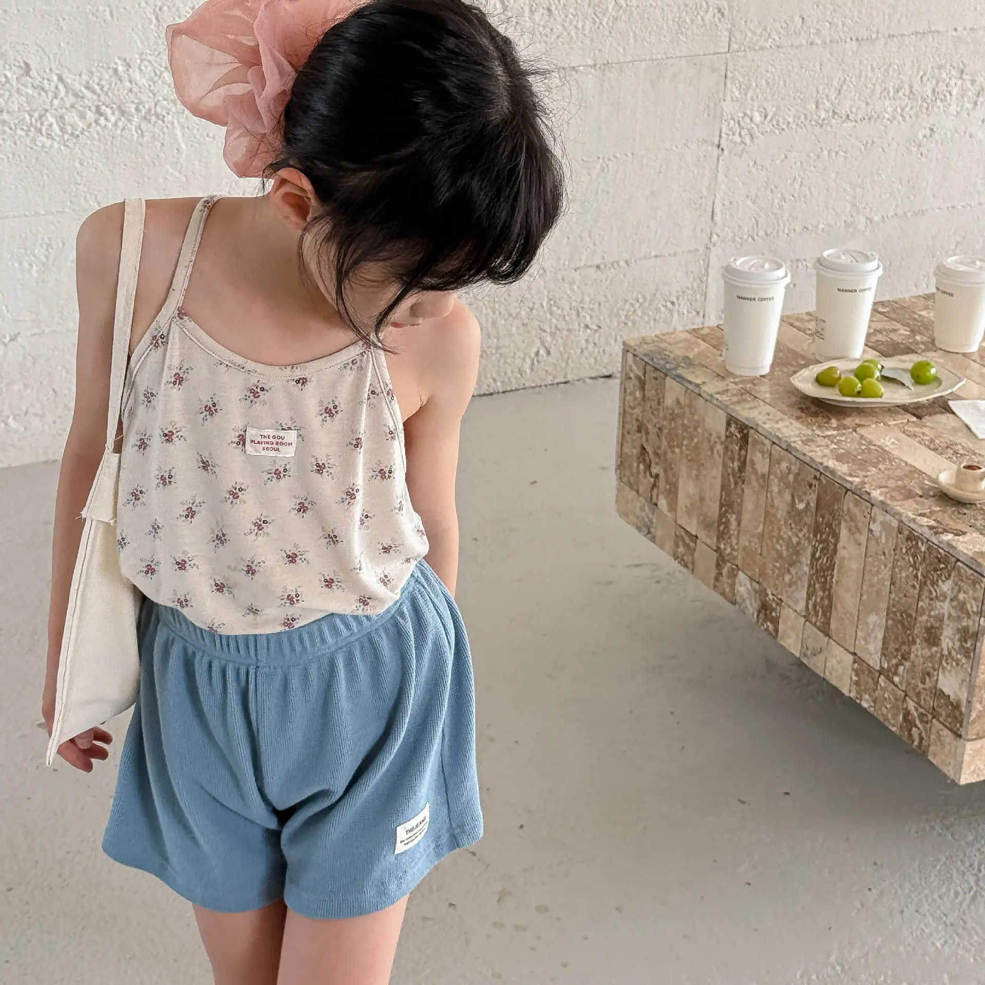 2026 Summer New Girls Sling Vest Children Sleeveless T Shirts Cotton Baby Girl Cotton Tee Princess Floral Vest Kids Clothes