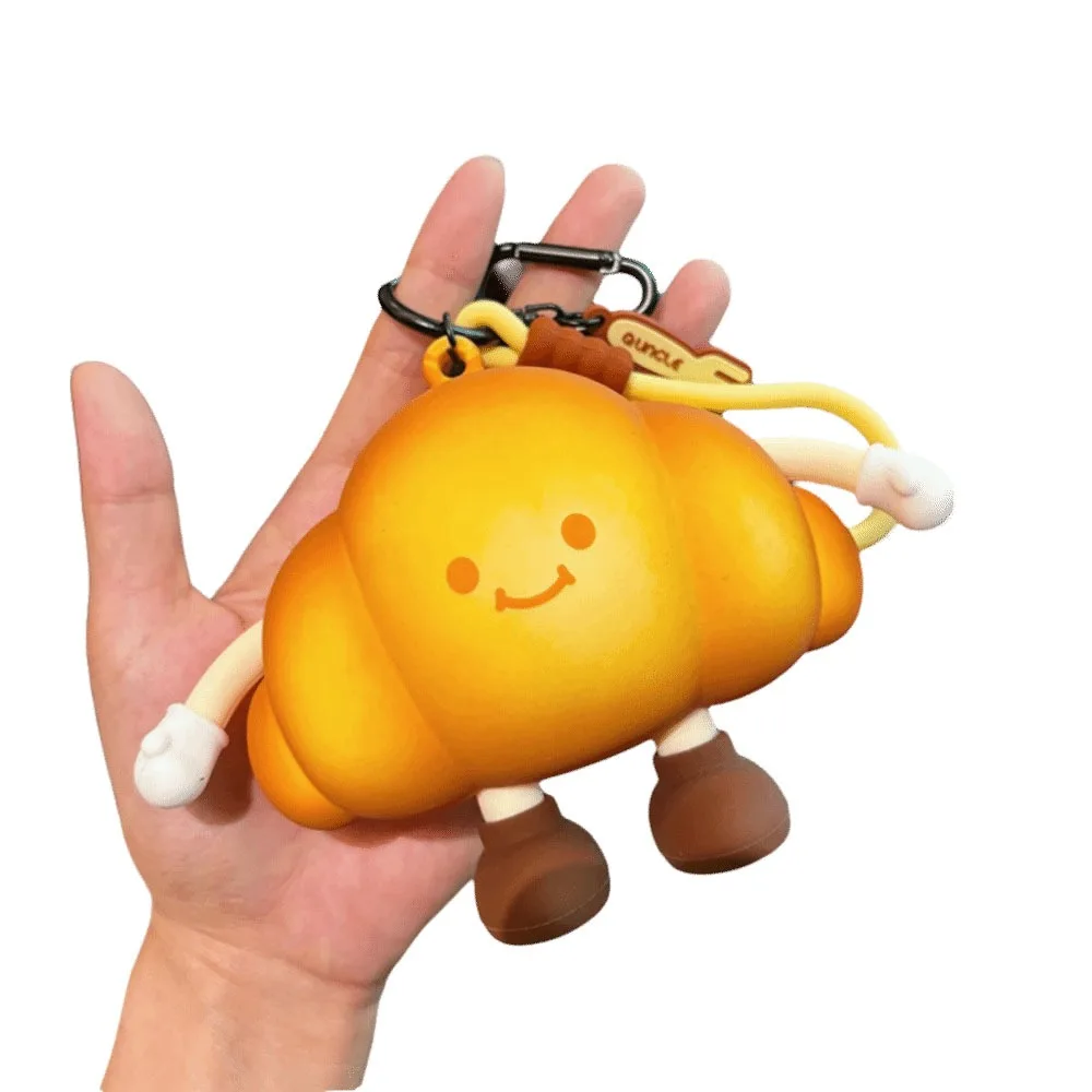 

Soft Silicone Cartoon Bread Coin Bag Afternoon Tea Series with Handle Rope Zipper Keys Pouch Pendant Portable Cute Earphone Case