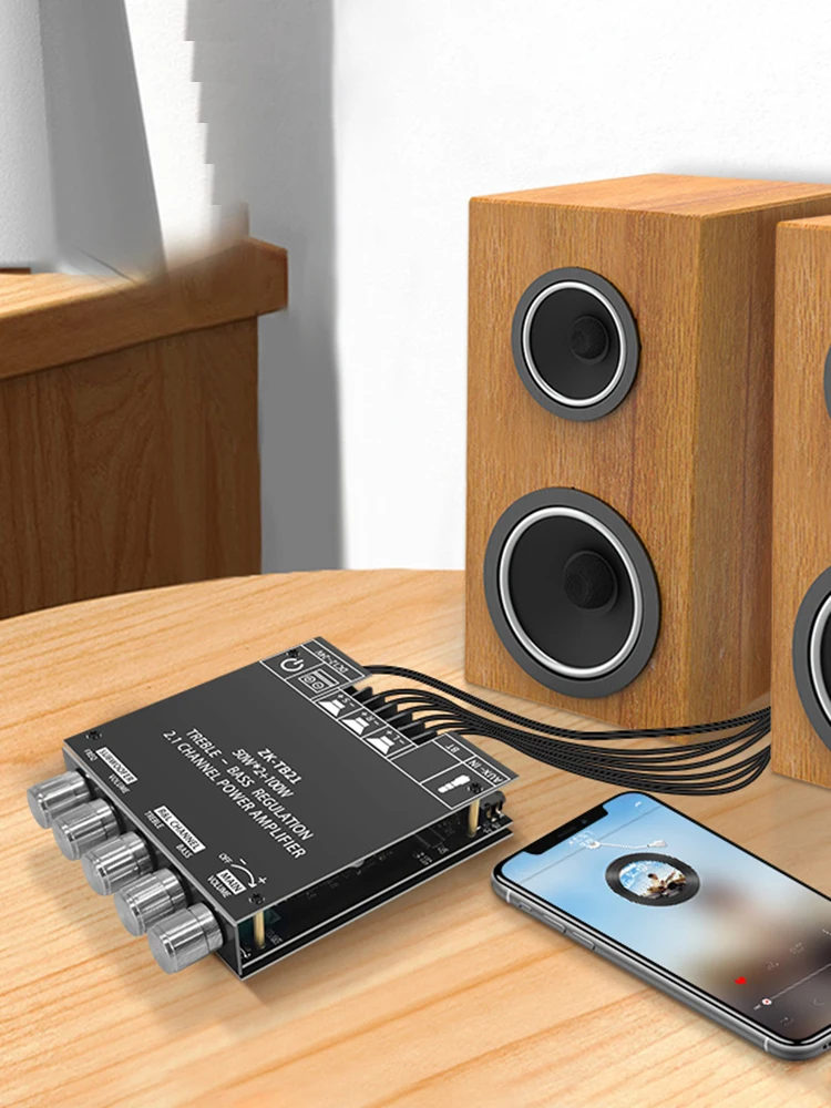 Scheda amplificatore di potenza 2 in 1 Chip CS8673E/TPA3116D2 2x50W + 100W con filtro AM Soppressione interferenze Compatibile con Bluetooth 5.0