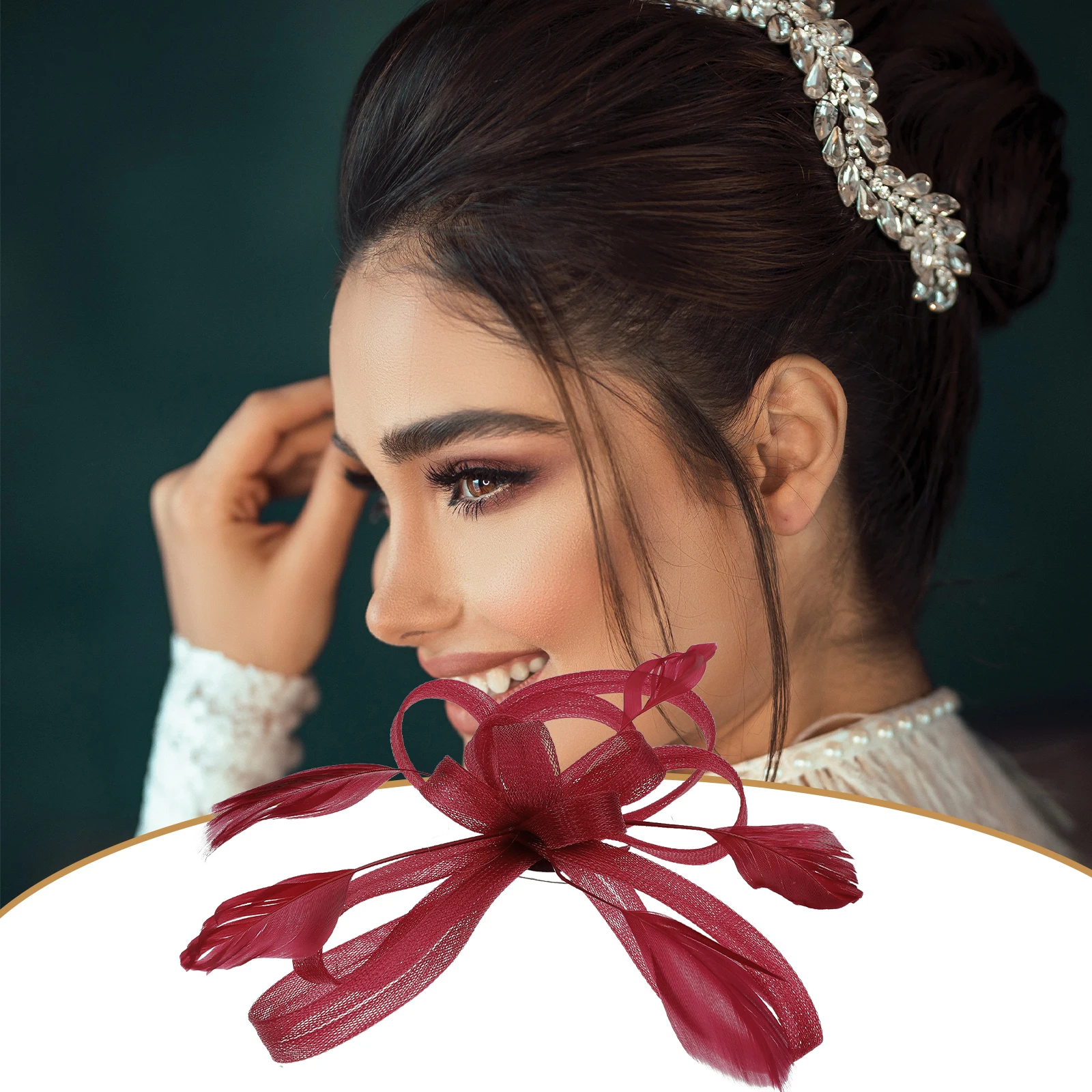 

Elegant Wedding Bridal Fascinator Hair Clip Brooch Pin Accessory Rose Red For Women Party Banquet Occasions Decorative Hair