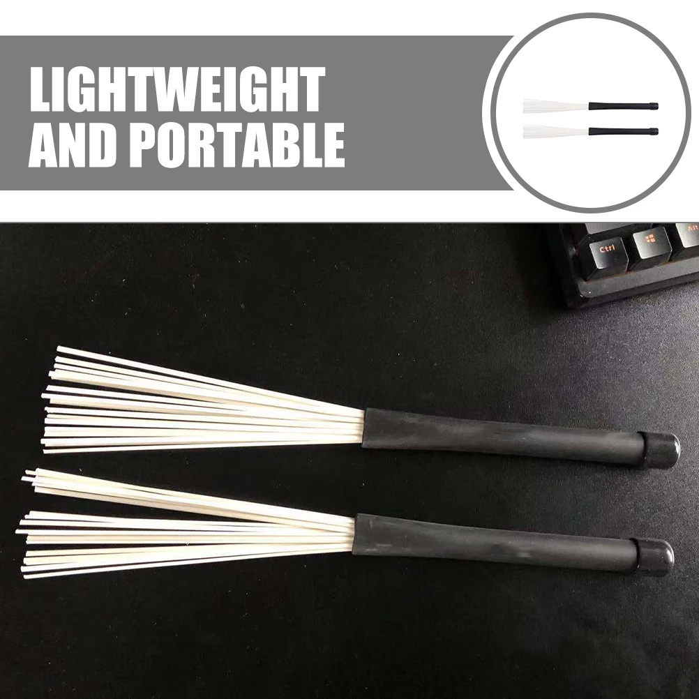

2pcs Drum Brush Sticks Nylon White Single Wire Brushes for Percussion Jazz Drum Accessories Lightweight Portable