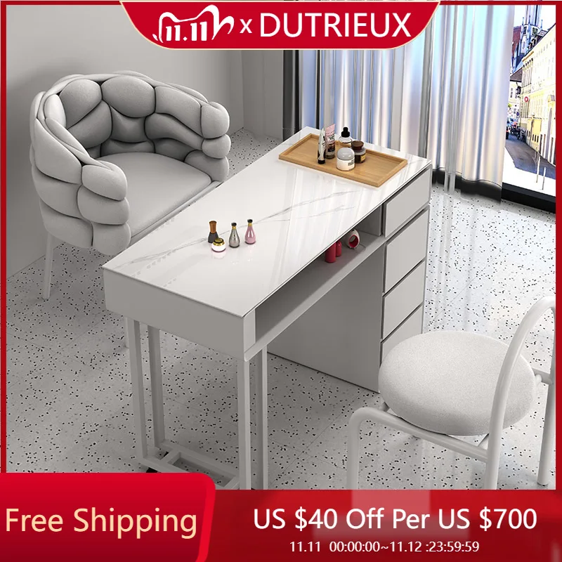 

Accessories European Nail Desk Reception Cleaning High Quality Nail Desk Minimalist White Simple Wood Nageltisch Salon Furniture