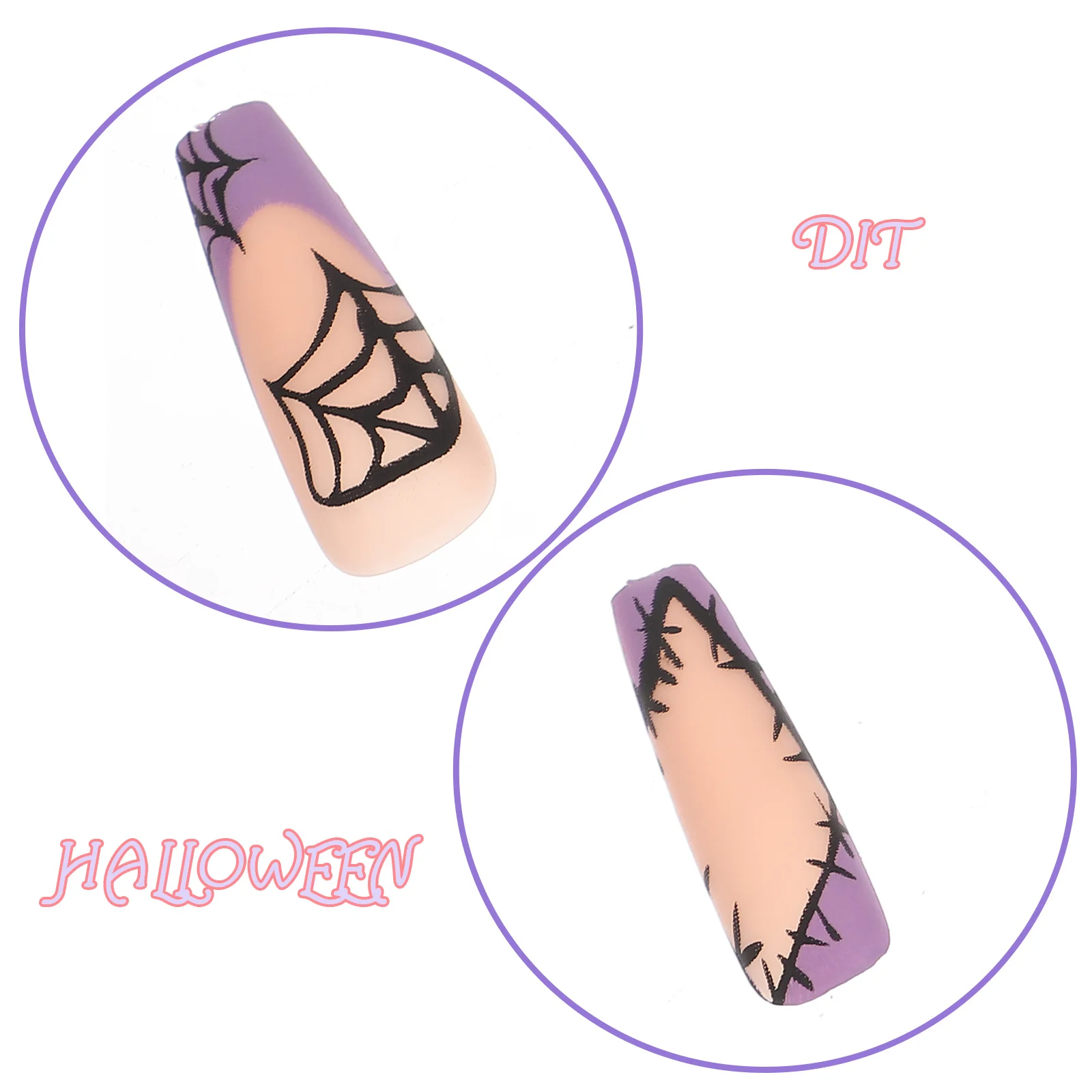 

24 Pcs Fake Nails Halloween Practical to Use Decorative Piece for Women Environmental Resin Artificial