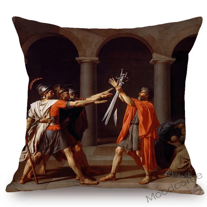 Jacques-Louis David  Germanic Art Neoclassicism Oil Painting Napoleon French Revolution Art Pillow Case Linen Sofa Cushion Cover