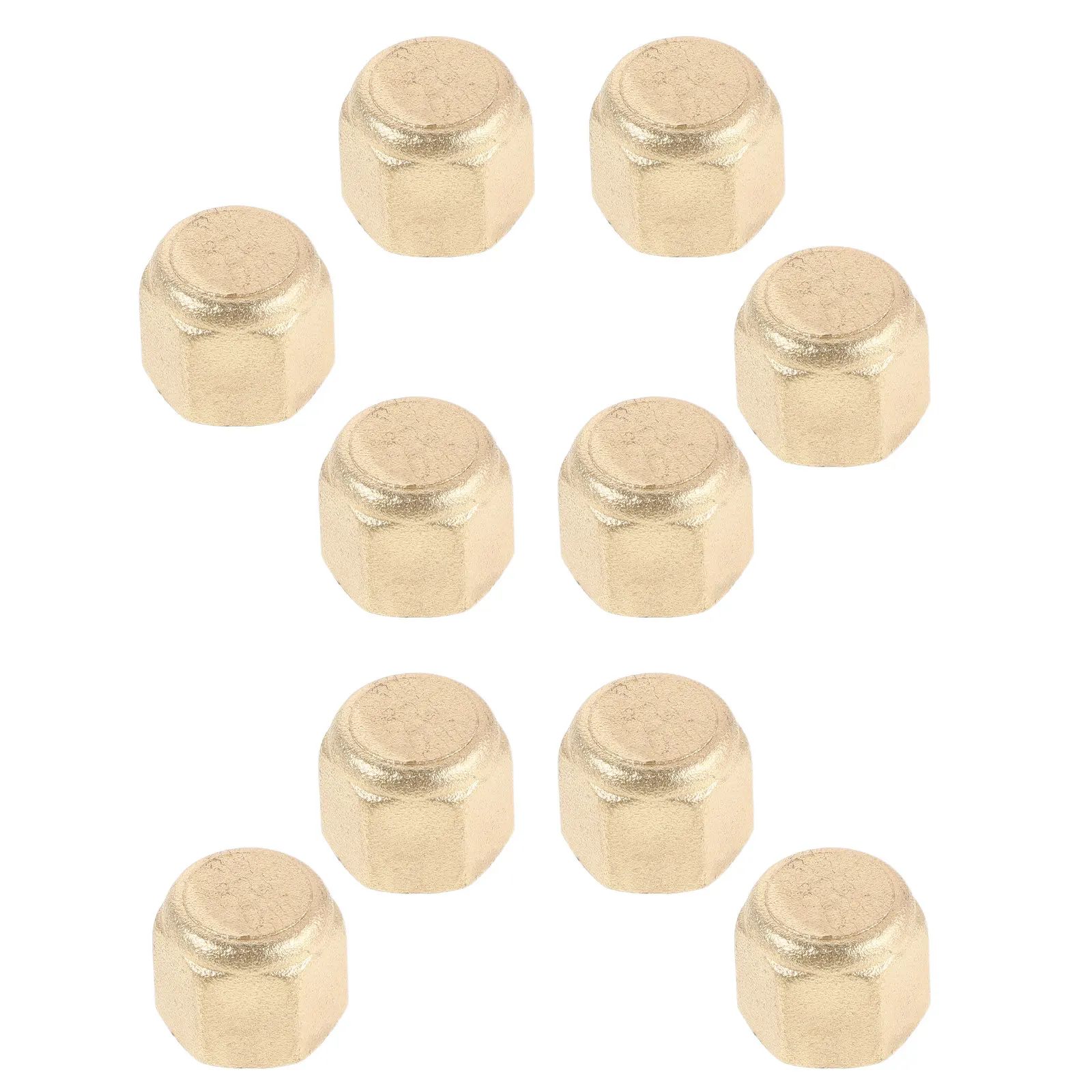 10Pcs Brass Compression Valve Caps 9.8mm Thread Refrigerant Stop Valve Caps Air Conditioner Refrigeration Port Plugs Leak Proof