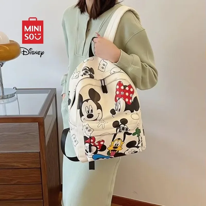 MINISO Disney Cute Korean-Style Cartoon Backpack for Girls - Large Capacity Travel & School Bag, Trendy and Functional Kawaii