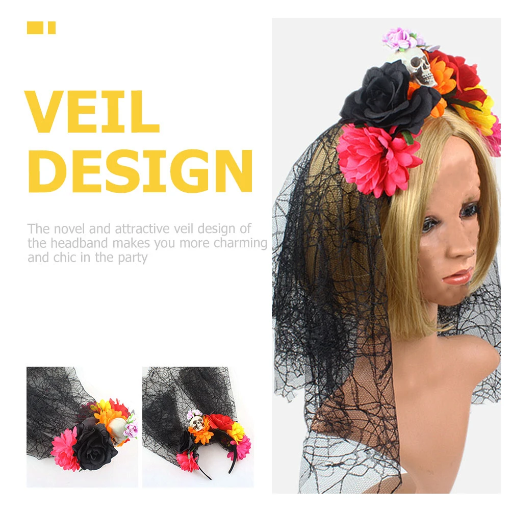 

Spider Yarn Veil Lightweight Halloween Party Skull Rose Decor Party Headwear Hair Accessory Headdress Headwear