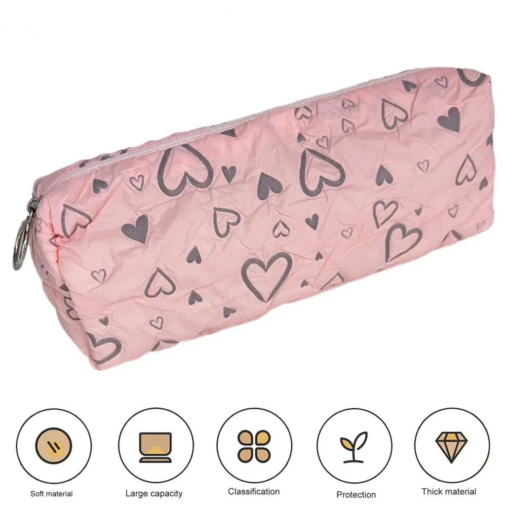 منظم قلب منقوش للطلاب ، حقيبة أدوات مكتبية الحب ، مقلمة للوازم المدرسية ، منظم ساحر