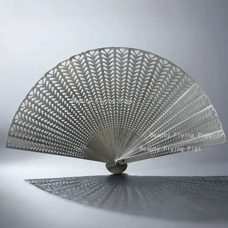 Metal Craft Fan Metal Hollow Decorative Fan Portable Folding Fan Kung Fu Tai Chi Tool Fans Home Decoration Expand Width 40.5cm