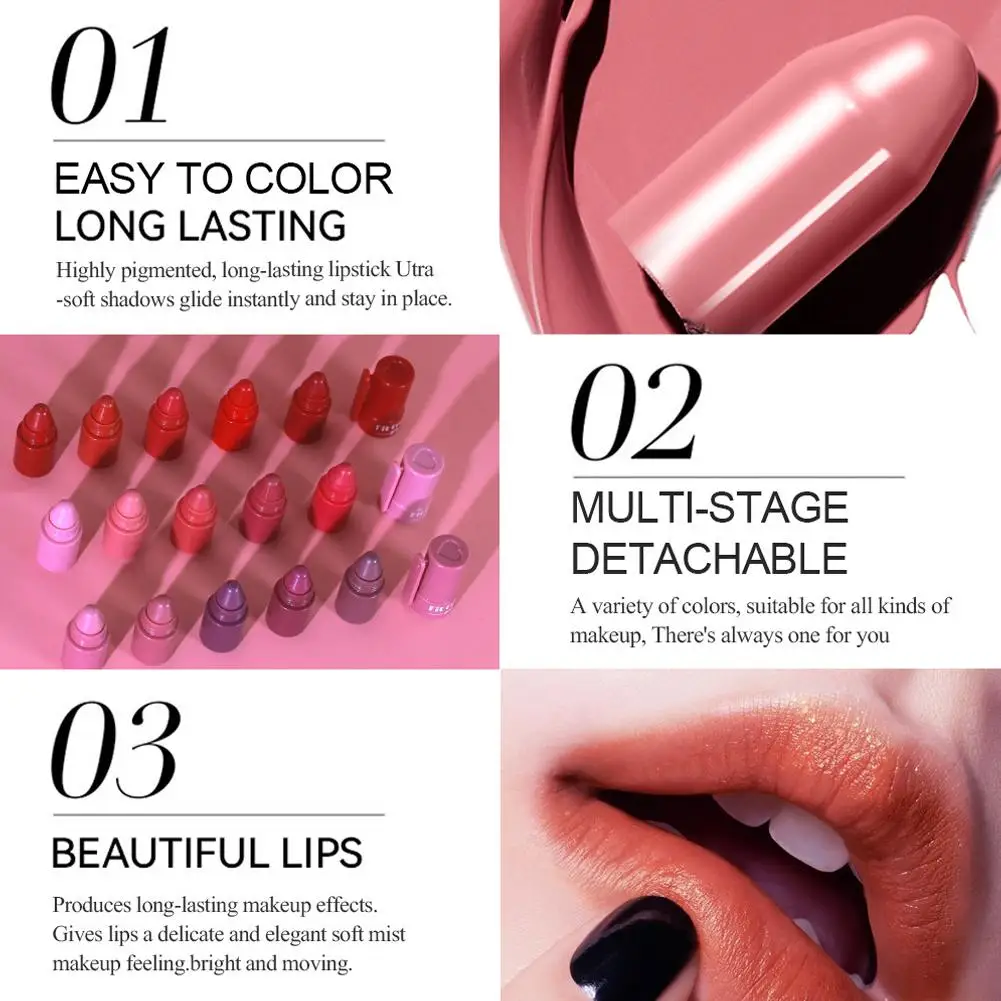 5 In 1 Matte Lipstick Multicolored Matte Lipstick Crayon Kit Red Purple Lip Tints, Velvet Finish, Long-Lasting Lip Makeup