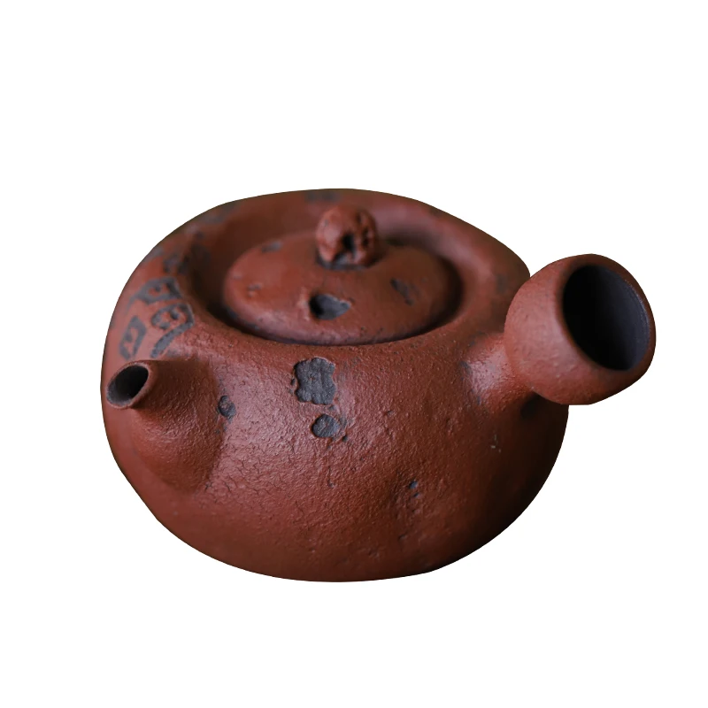 Handmade purple sand, retro poetry side handle to make tea, kettle, alcohol can be used to make tea around the charcoal fire