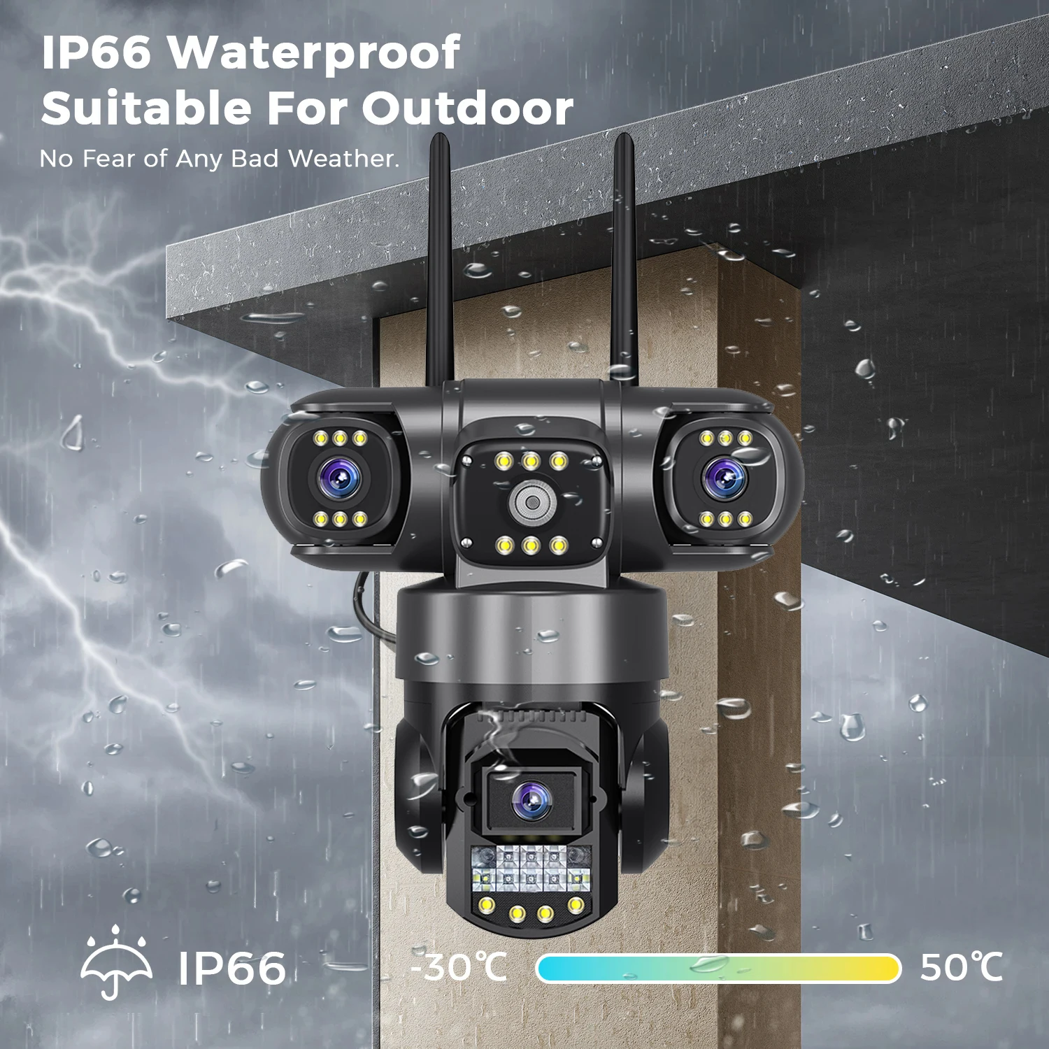 Tri-lens 4G Network Camera 3 Lens Security Protection CCTV Cameras Outdoor Wireless Waterproof Smart Home PTZ Video Surveillance