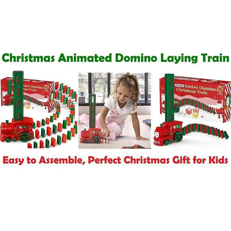 Domino Train Toys Electric Car Brick Blocks Kits Creative Games Electric Dominoes Intelligence Educational DIY Toys Kids Gifts