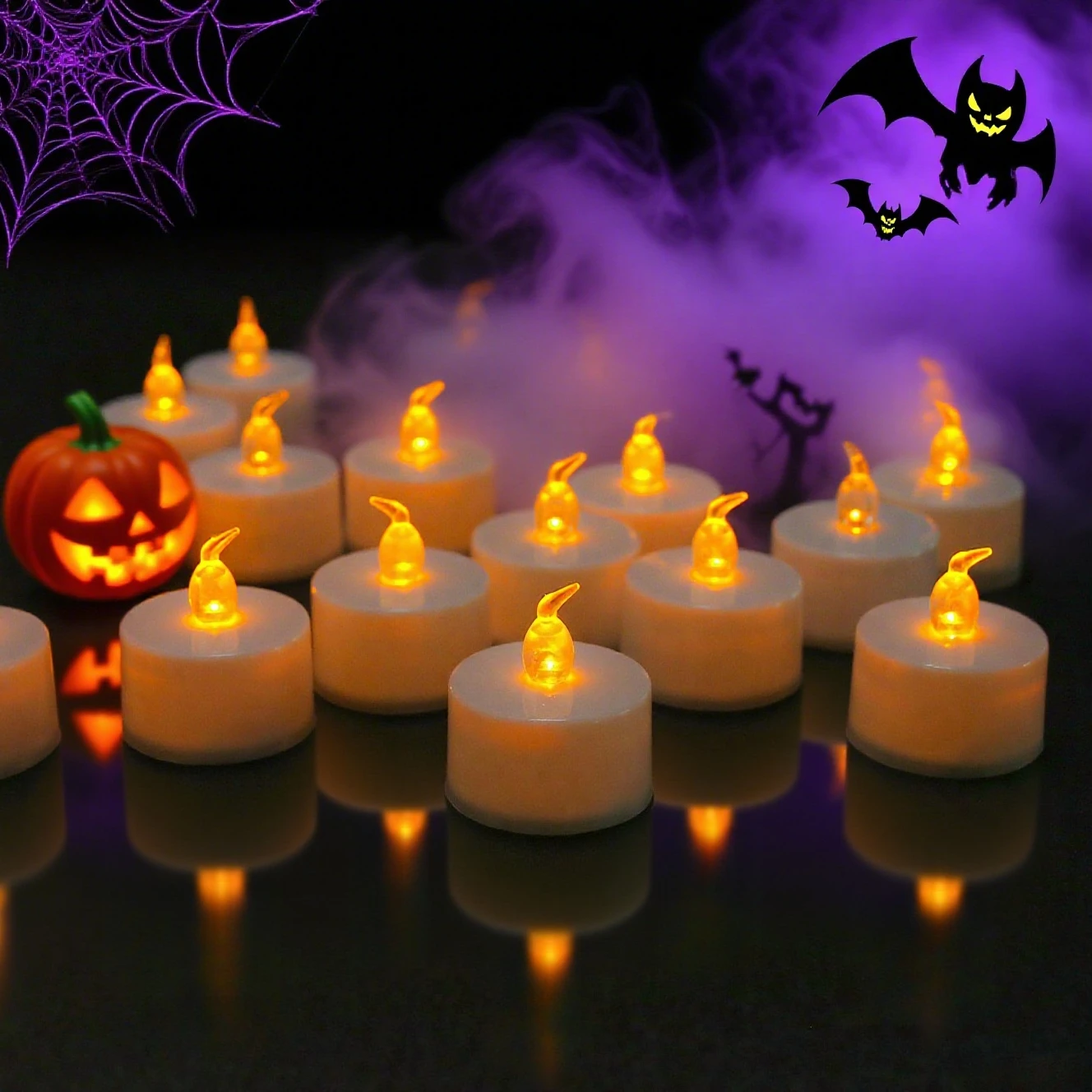 12/24 قطعة أضواء الشاي الكهربائية عديمة اللهب LED شمعة بطارية تعمل بالطاقة شمعة واقعية 100 ساعة لحفل الزفاف هالوين زينة عيد الميلاد