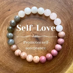 1pc/ Self Love Self Acceptance Crystal Bracelet 8mm Beaded Bracelet For Stress Reduction Anxiety Relief Healing Bracelet