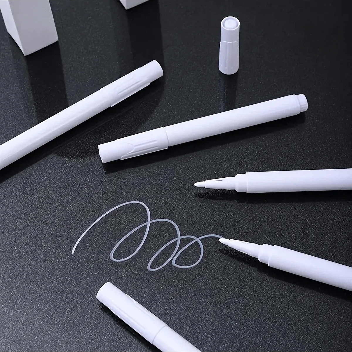 12PCS White Chalk Marker Set – Liquid Formula, Non-Toxic & Fast Dry, for Blackboard Menus, Storefront Signs & Holiday DIY