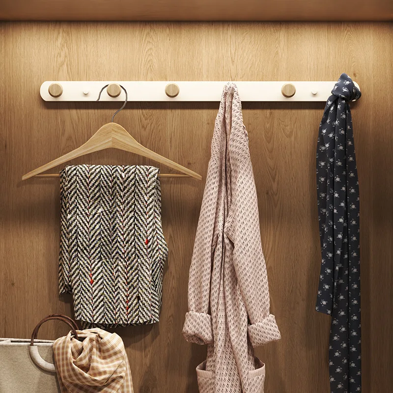 Wall Mounted Coat Rack,Entryway Hanging Coat Rack,Seel Metal Wood Coat Rail with Rustic Hooks Rail for Coat,Scarf,Bag,Towel,Key view 2