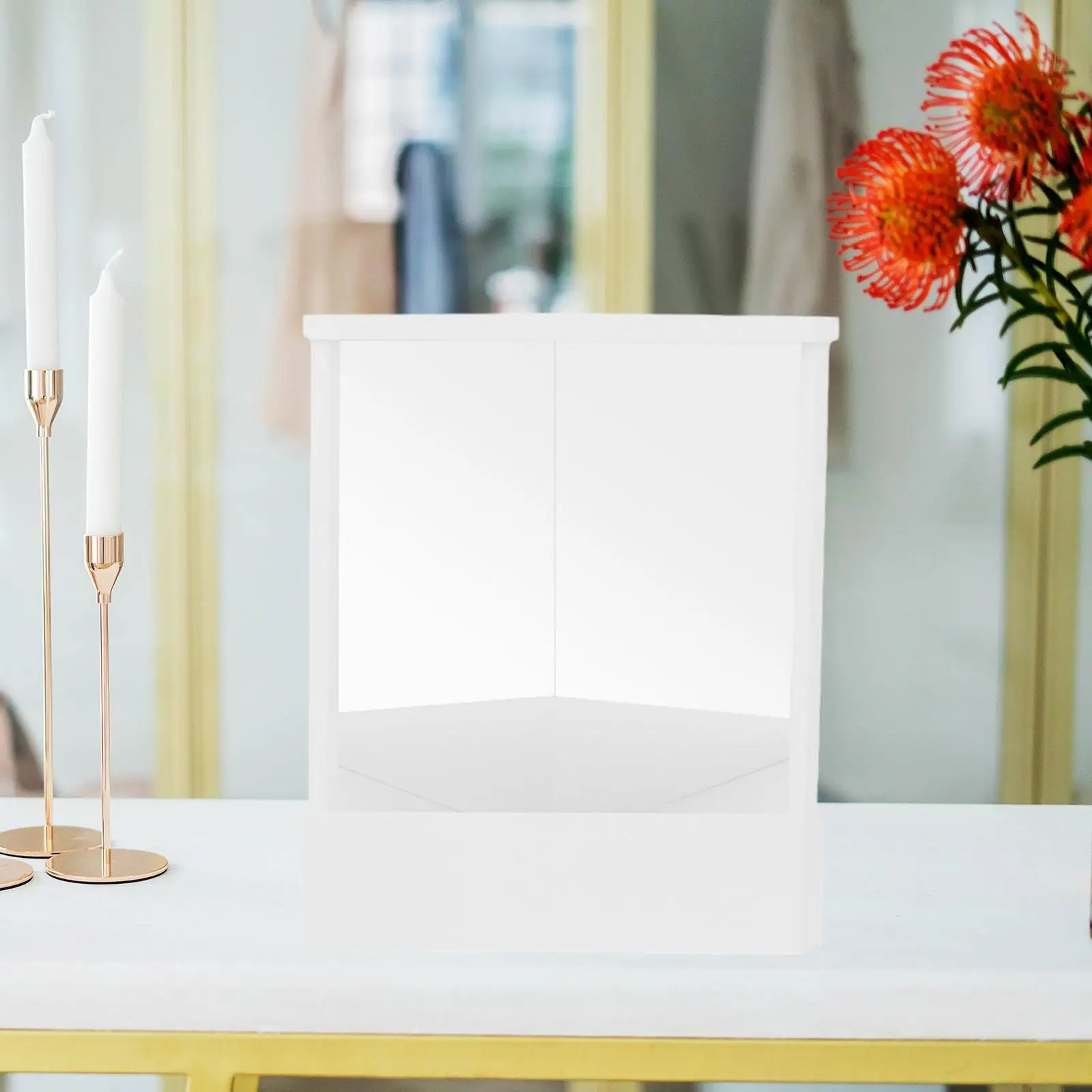 Makeup Tabletop Mirror Real Imaging Non Reversing Stand Mirror for Living Room Dresser Desktop Vanity