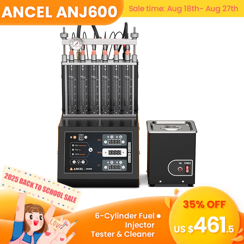 

ANCEL ANJ600 GDI Piezo Fuel Injector Cleaner 6-Cylinder EFI FEI Cleaner Test Ultrasonic Resistance Test Cleaning
