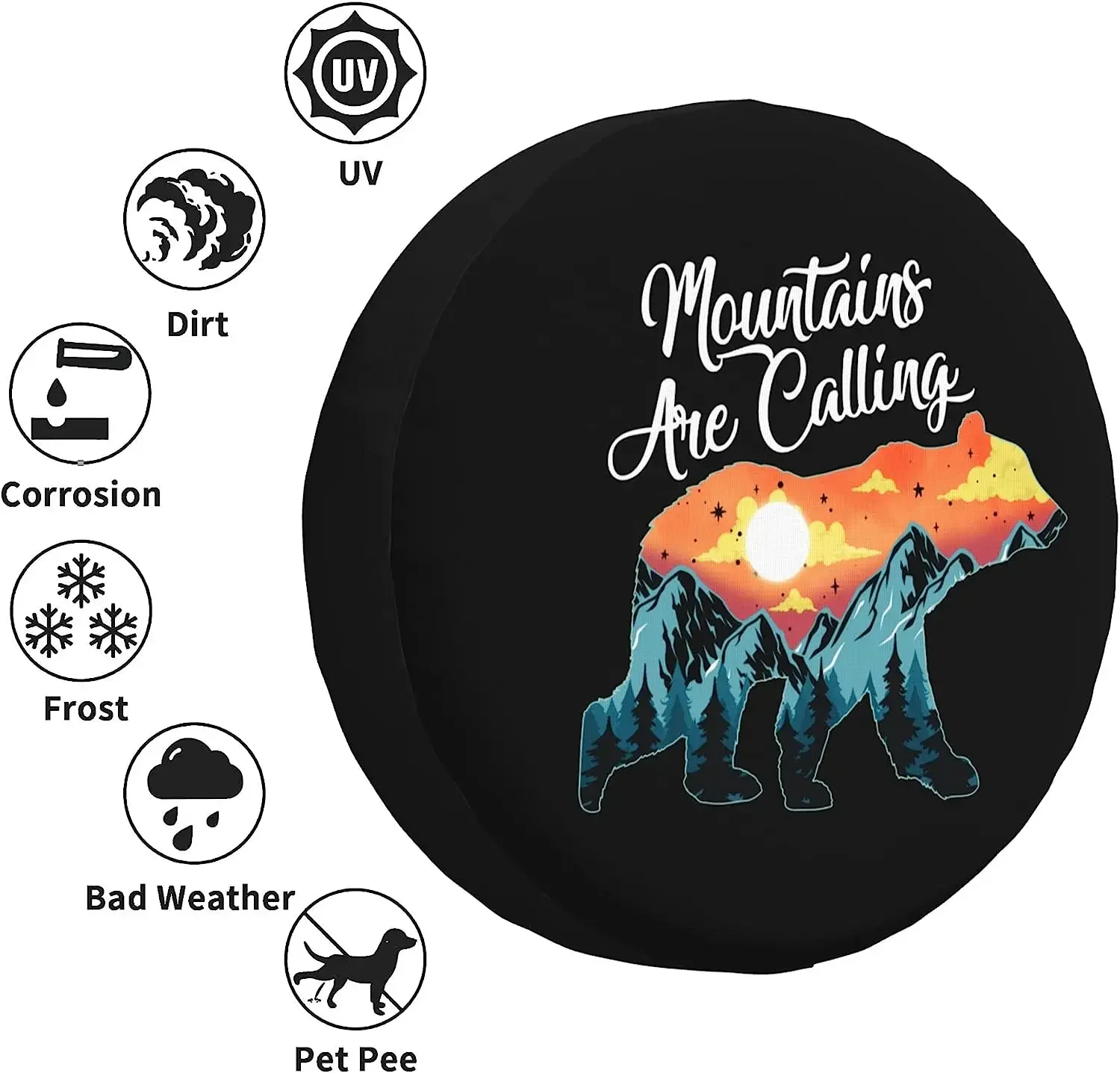 Mountains are Calling Spare Tire Cover Weatherproof Wheel Protectors Universal Fit for Trailer SUV Truck Camper Travel Trailer