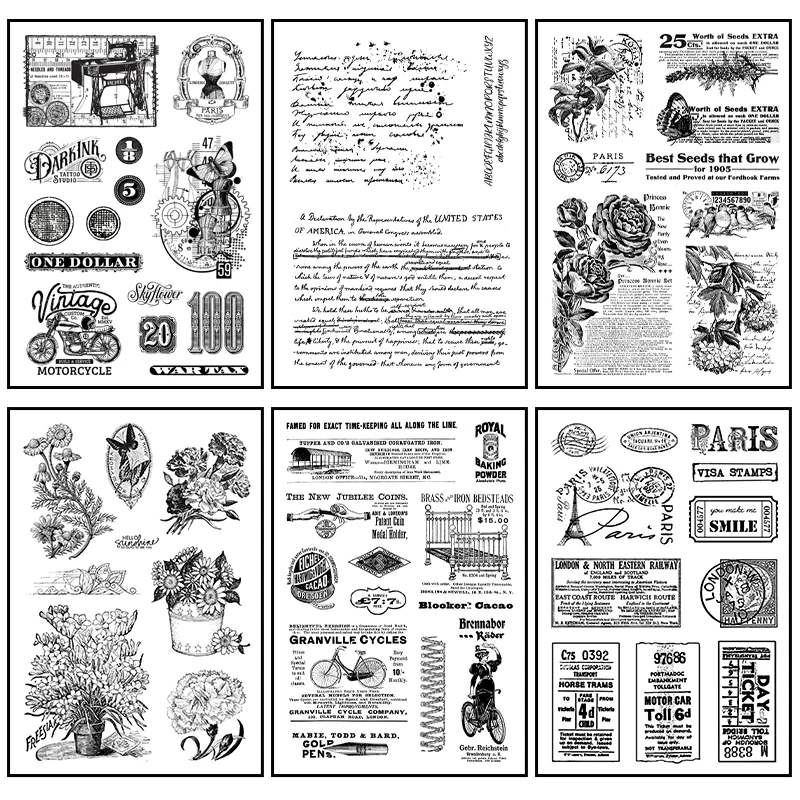 خمر مجلة نمط واضح Stamps Diy بها بنفسك بطاقة صنع سكرابوكينغ الزهور سيليكون واضح ختم الديكور غير المرغوب فيه مجلة ديكو الختم