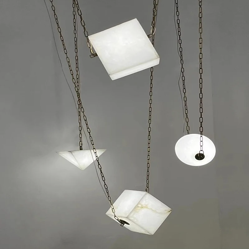Led Geometry Marble Series Top Quanlity Ceiling Hanging Lamps Chandelier Lumunaire Indoor Lighting Lamp For Living Room