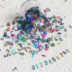 PrettyG 1 scatola numero forma olografica Neon numeri arabi paillettes Glitter per accessori per la decorazione del trucco delle unghie fai da te