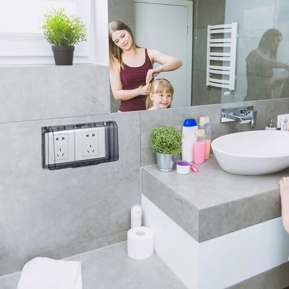 

Водонепроницаемый защитный кожух для розетки, для дома, для ванной комнаты, настенный, защита от брызг, панель для электрических розеток, защита от влаги