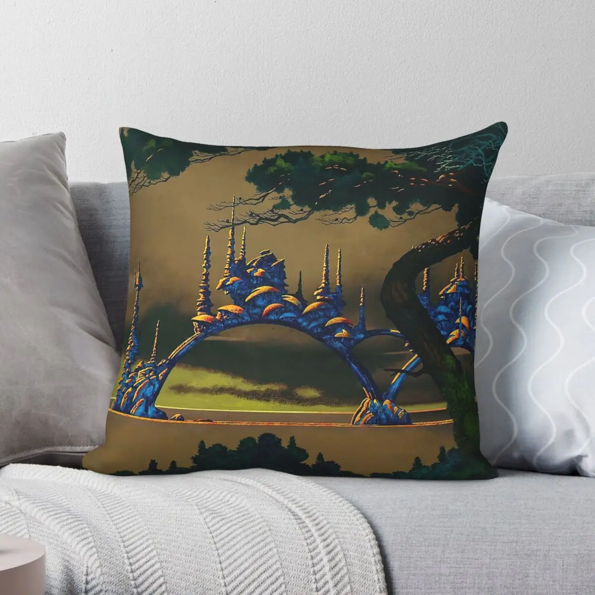 Roger Dean Exotic Fantasy Square Pillowcase Polyester Linen Velvet Printed Zip Decor Throw Pillow Case Sofa Cushion Cover