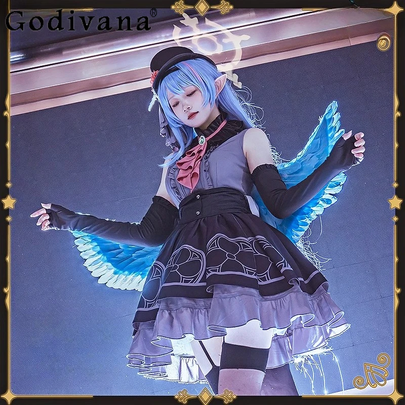 

Black Cosplay Costume Dress Women's Sweet Cosplay Full Dress Set Outfit Female Summer Big Bow Cosplay Clothing Dress