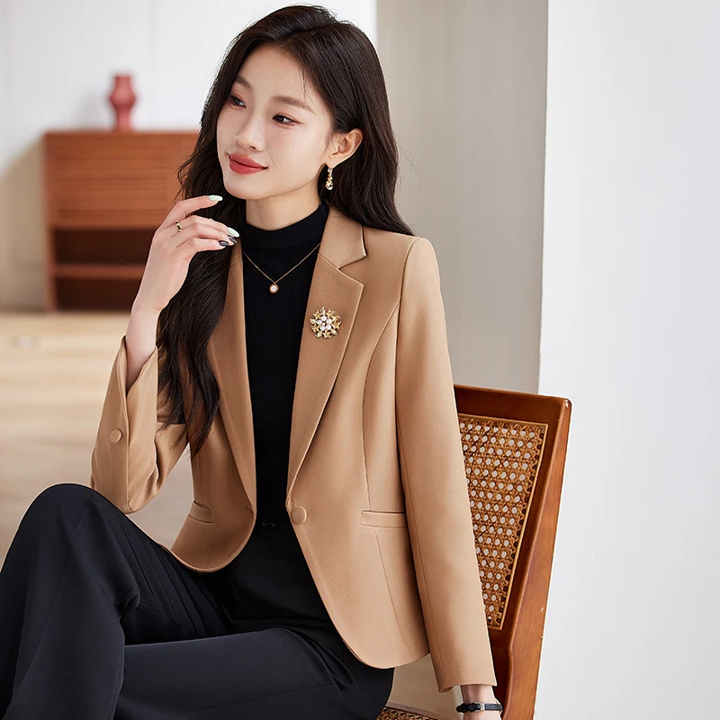 ZJYT Autumn New Women\'s Coat Jacket Elegant One Button Blazer Mujer Outerwears Veste Femme Plus Size Casaco Korean Style 2024