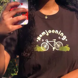2024 Summer Namjooning Printing T Shirts Women 100% Cotton Loose Casual Kpop Tops Tees Vintage Style Short Sleeve Fans Shirts
