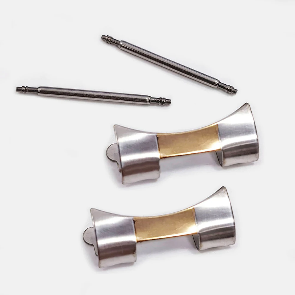 

1pair 13/17/20mm Retro 3-Bead Steel Bracelet Connector /Spring Bar Watch Strap Head Piece Old Style Curved Lug Ears Watch Parts