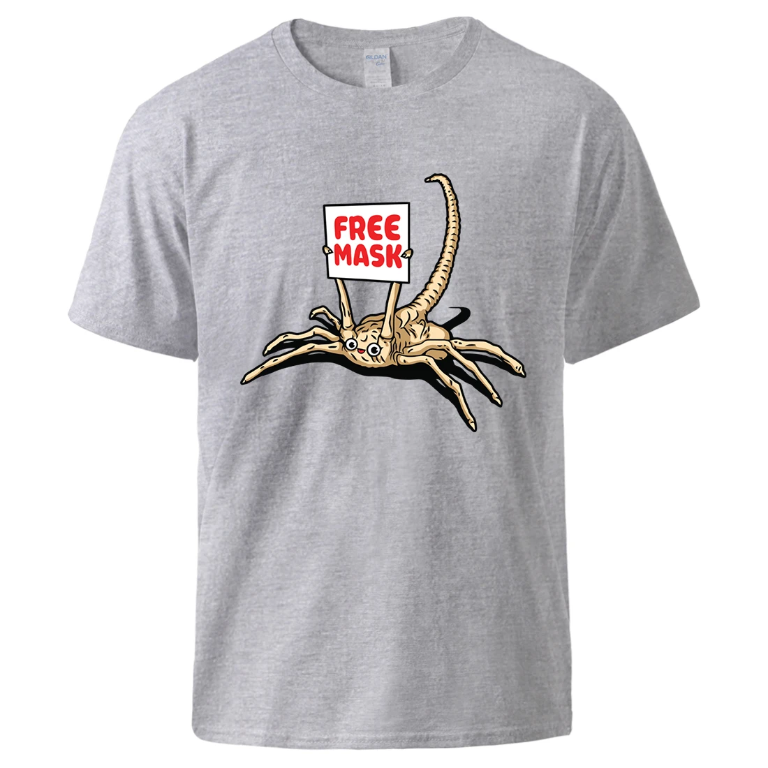 Alien Facehugger Free Mask Printing Mens T Shirt Cotton Retro Novelty Short Sleeve Cool Fashion Tops Basic Original Tee Shirts