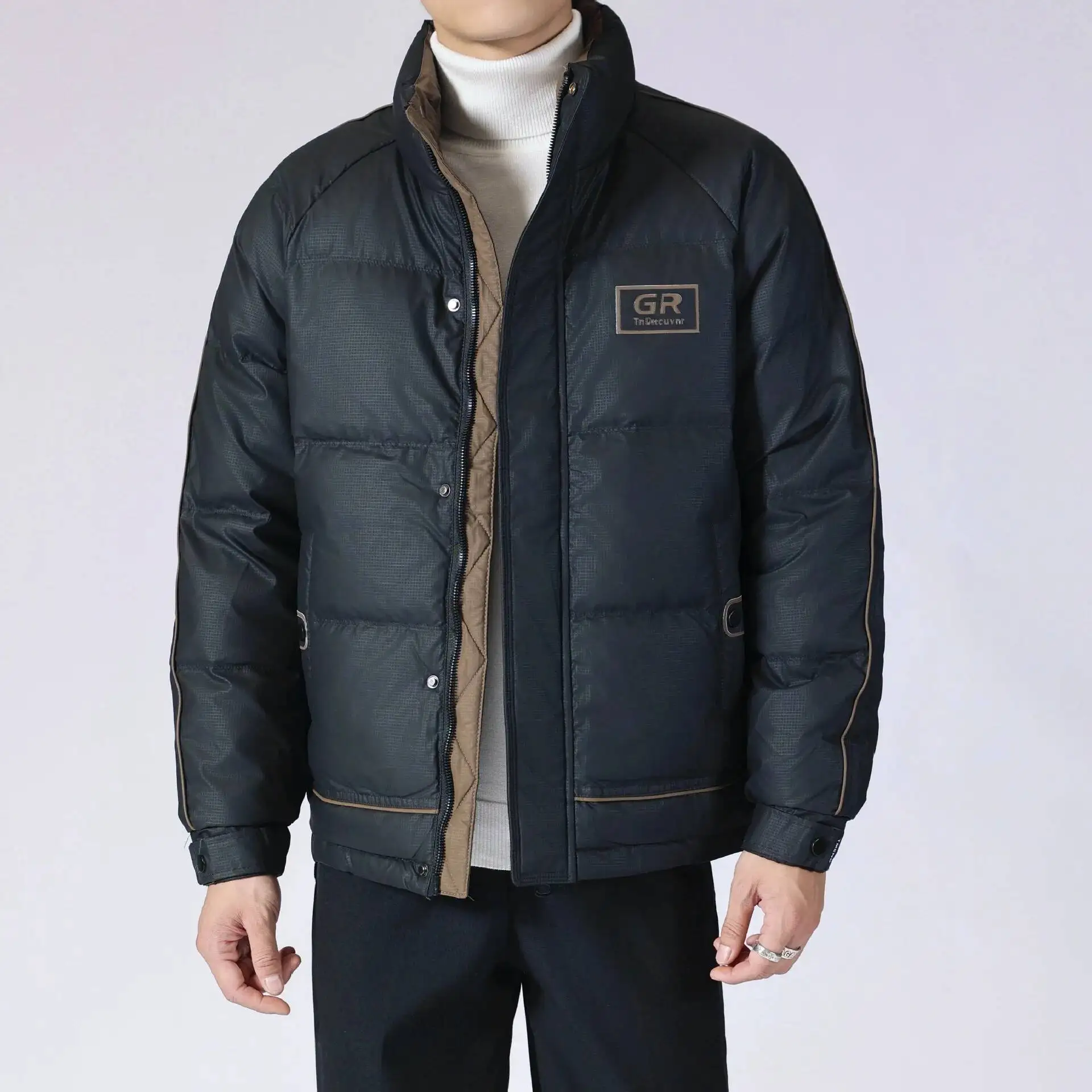 Men's Down Jacket Winter 2025 Trendy Handsome Sportwear Thick Warm Coats Male Outdoor Stand Up Collar White Duck Donw Jacket