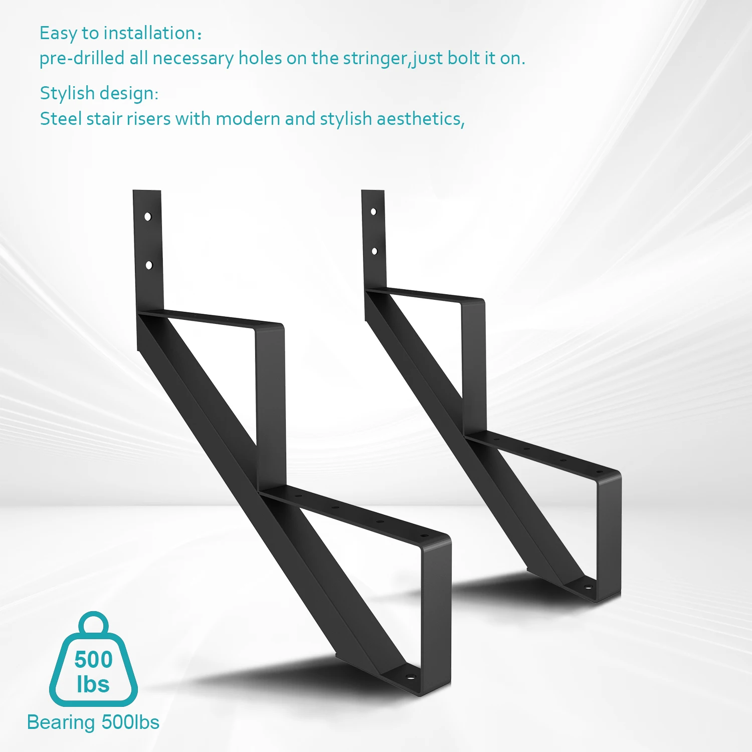 CCBOYAHARDWARE Escalón Metálico de 9 Peldaños, Escalón de Metal con Orificios Preperforados para Altura de Plataforma de 73 Pulgadas, Escalones Exteriores Resistentes a la Corrosión, Carga Máxima 500 lb, 2 Piezas