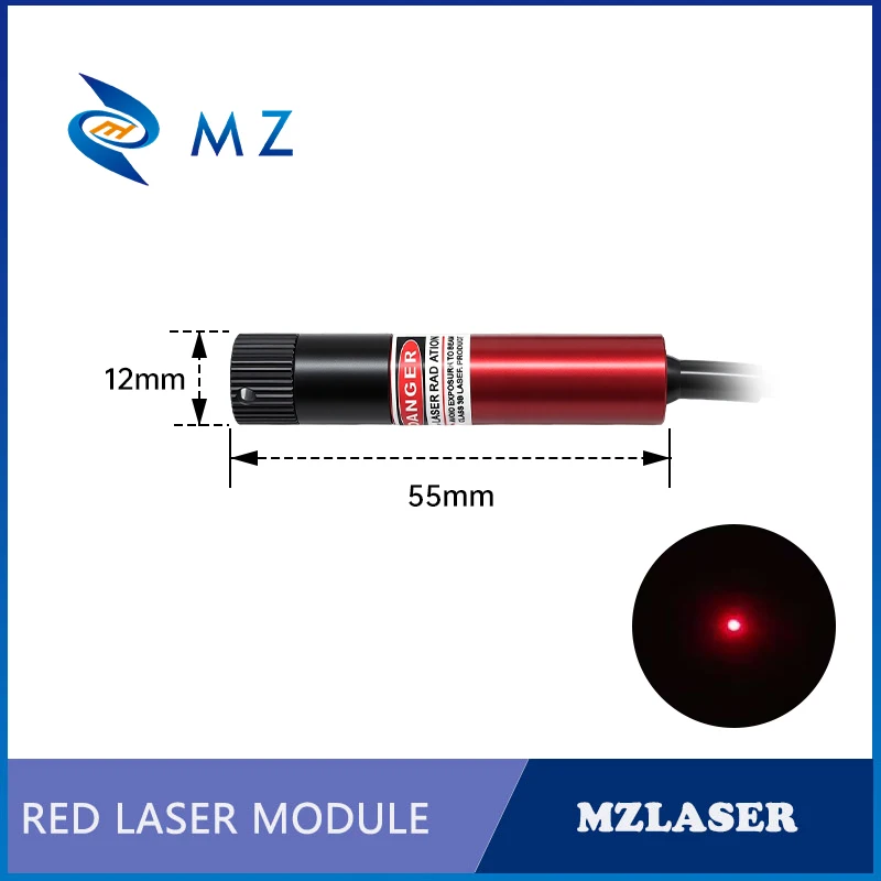 Adjustable Focusing Red Dot Laser Module 660nm D12mm 50mW 100mW 3V 5V 12V 24V Industrial Grade for Woodworking Machinery