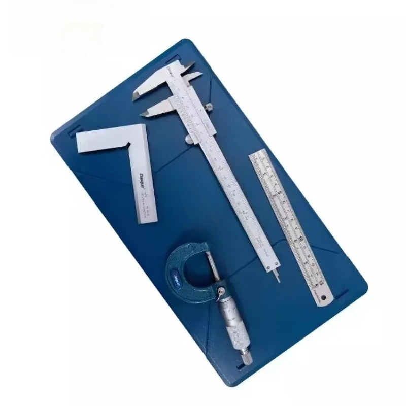 4Pcs Measuring Set 150mm Steel Ruler 90 Square Ruler 0-1 Inch Outer Micrometer 6 Inch Electronic Caliper