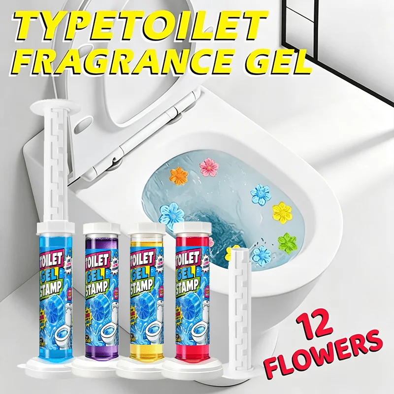 Toilet Deodorizing Gel Stamp, 4 Fragrances, Locks Odor at Source, Gentle Natural Scent, Sticks to Bowl, Fresh Scent Each Flush