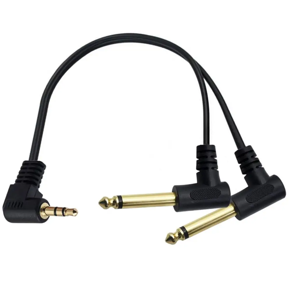JonISerl 1/2 Y-Shaped Cable Elbow 3.5mm SP Stereo To Dual 6.35mm Mono Audio Cable, Suitable For Players