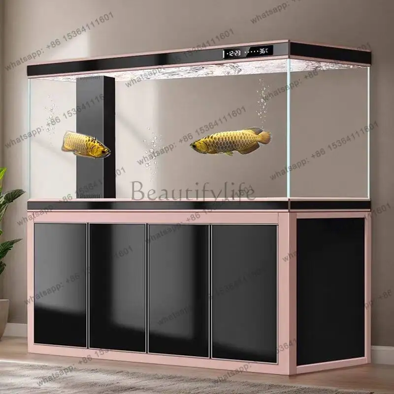 Living room ultra-white glass screen bottom filter air floor ecological no-change aquarium box high-end arowana tank