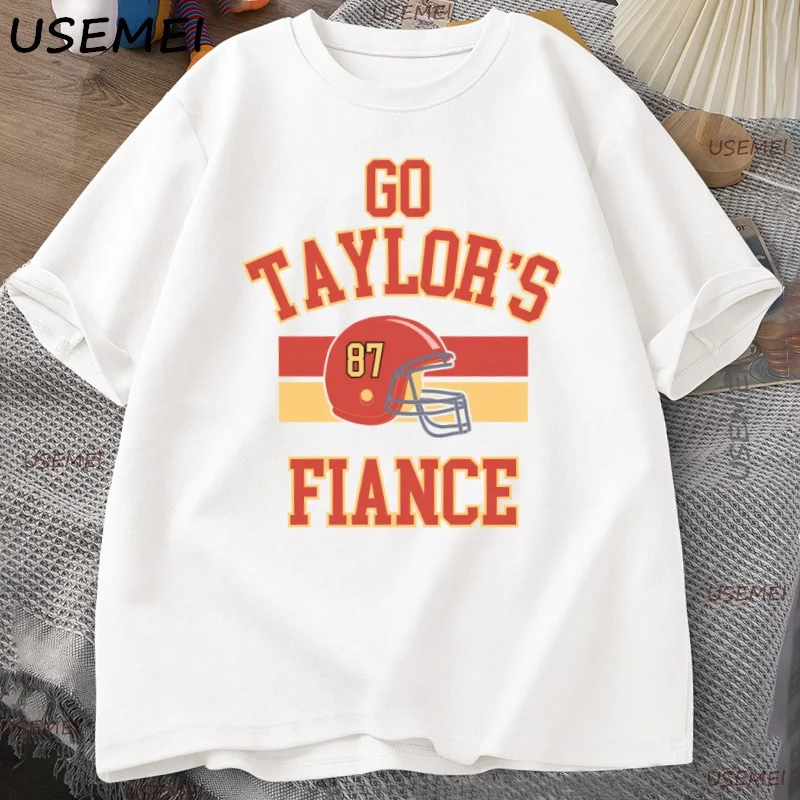 Go Taylors Fiance T-shirt Chiefs Football T Shirt Men Causul Cotton Short Sleeve Fashion Tshirt Loose Tops Man Clothing Tops