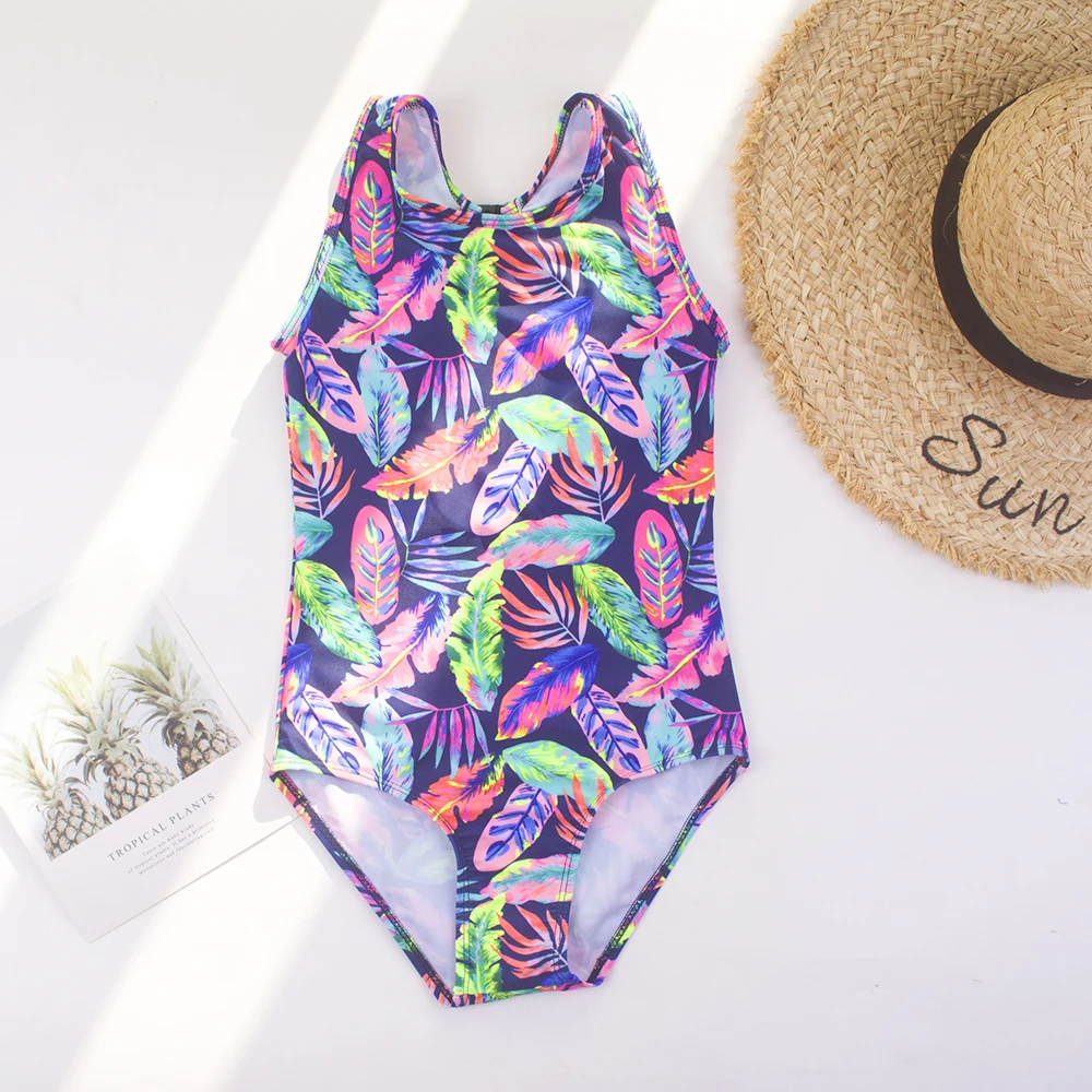 2024 Girls Ruffle Bikini Swimsuit Gradient Leopard Floral Animal Kids Swimwear Children Bikini Rainbo 418