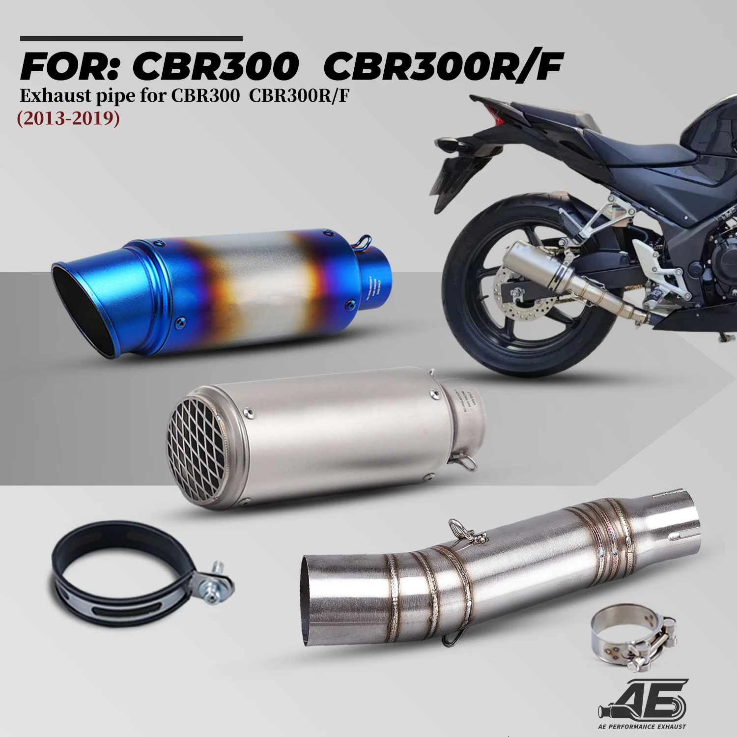 

For CB300R CB300F CBR300R (2013-2019) motorcycle exhaust system modified muffler 51mm caliber exhaust pipe