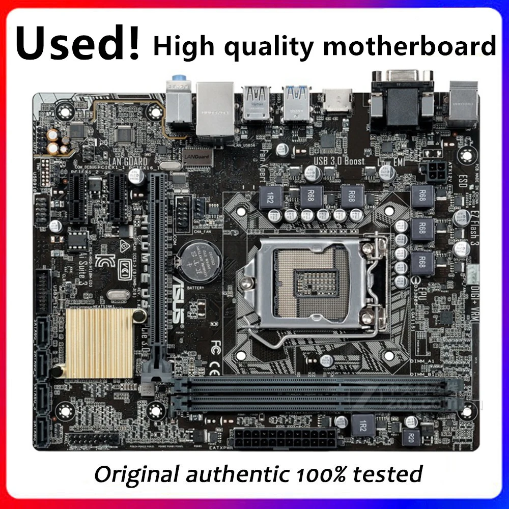 

For Asus H110M-E D3 Original Used Desktop Intel H110 H110M DDR3 Motherboard LGA 1151 i7/i5/i3 USB3.0 SATA3