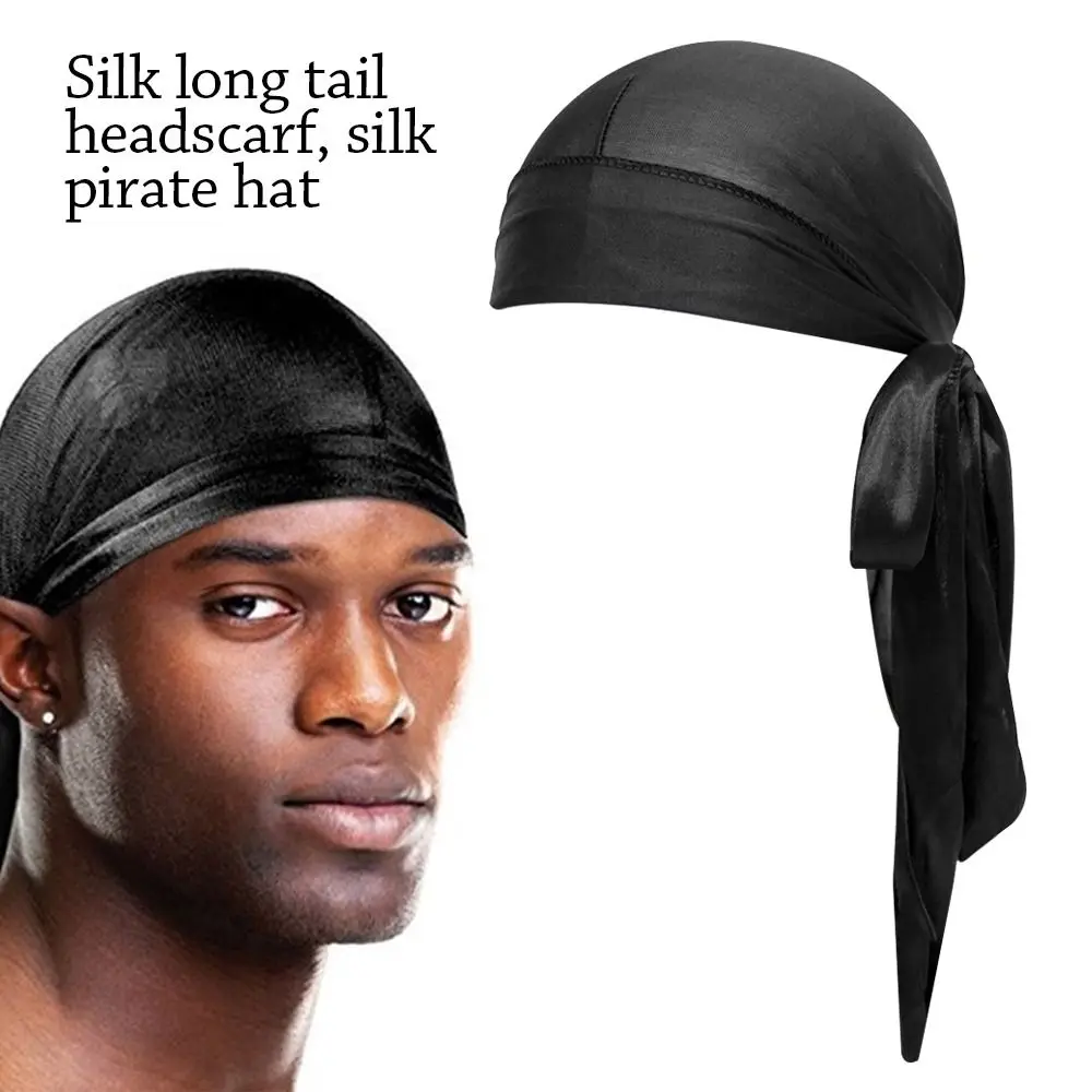 Fashion Pre-Tied Bandana Adjustable Breathable Silk Durag Men Women Elastic Head Wrap